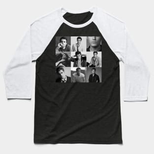 Paul Wesley Collage Leo Zodiac black and white Baseball T-Shirt